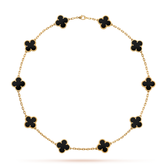 [Kismet Jewels ]CLOVER 10 MOTIFS ONYX NECKLACE