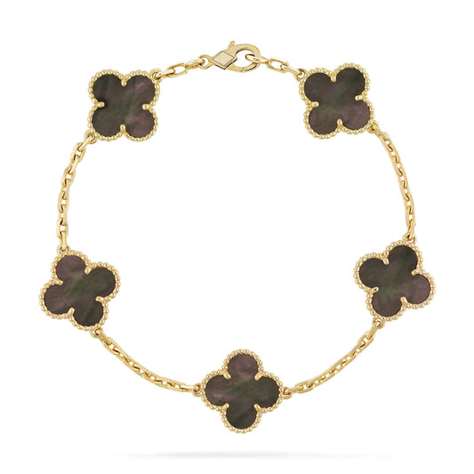 [Kismet Jewels ]CLOVER 5 MOTIF GRAY MOP  BRACELET