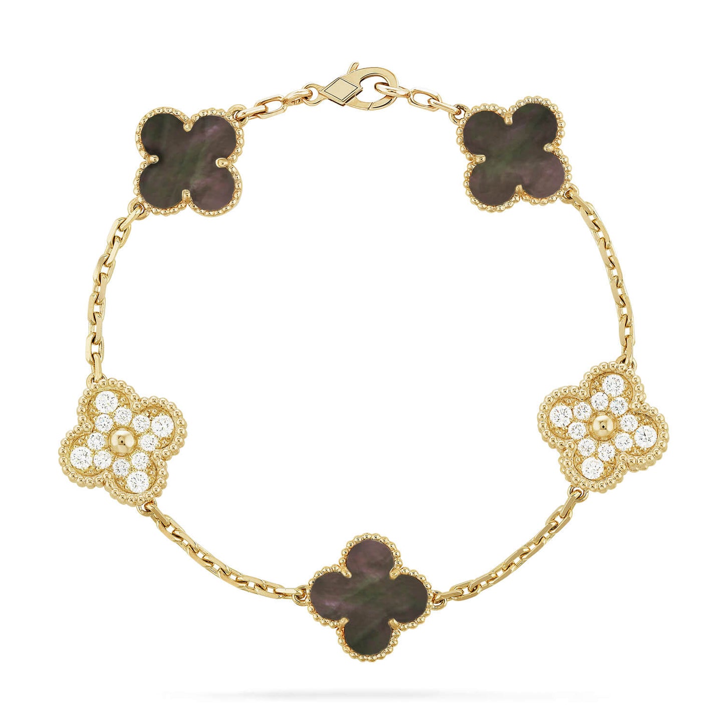 [Kismet Jewels ]CLOVER 5 MOTIF GRAY MOP DIAMOND BRACELET