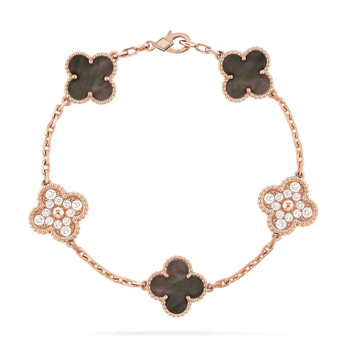 [Kismet Jewels ]CLOVER 5 MOTIF GRAY MOP DIAMOND BRACELET