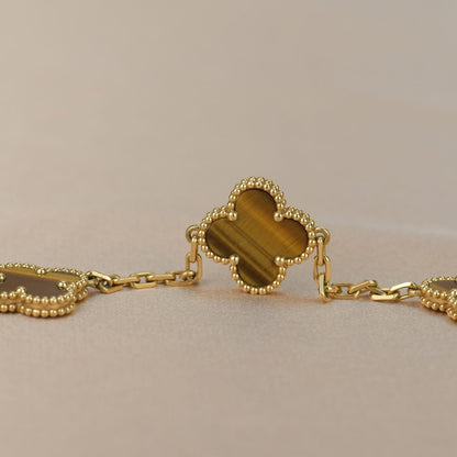 [Kismet Jewels ]CLOVER  5 MOTIFS TIGER EYE BRACELET