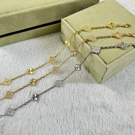 [Kismet Jewels ]CLOVER 6 MOTIF DIAMOND LASER BRACELET