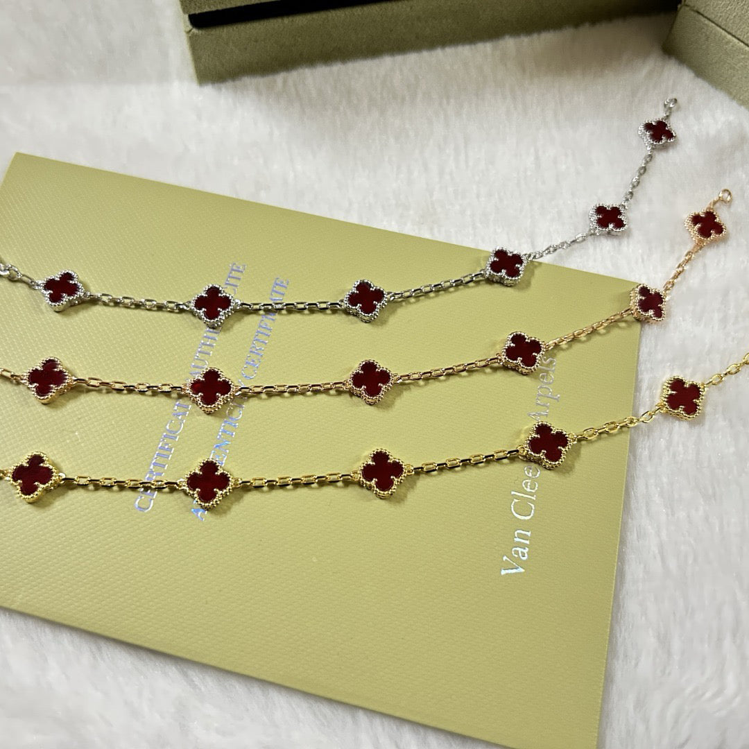 [Kismet Jewels ]CLOVER 6 MOTIF RED AGATE BRACELET
