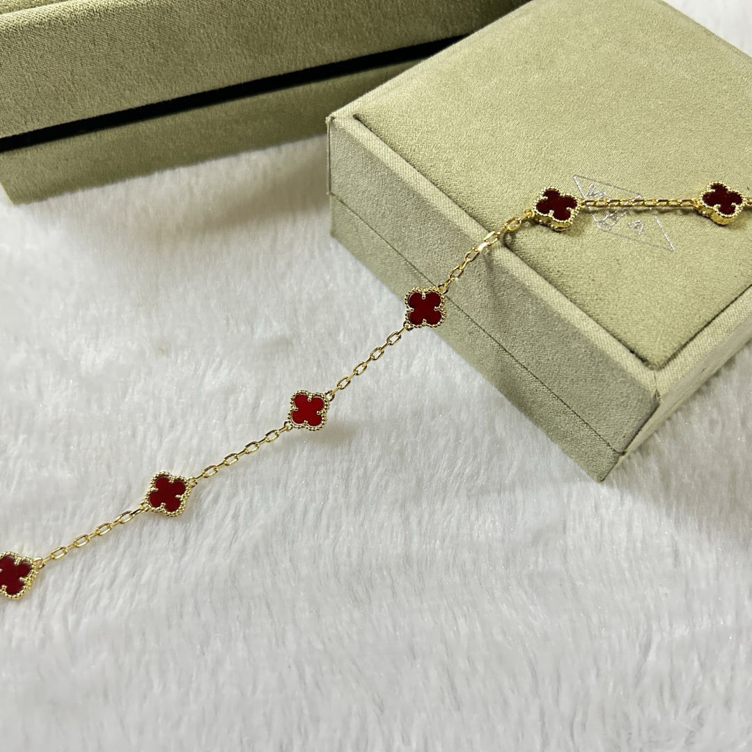 [Kismet Jewels ]CLOVER 6 MOTIF RED AGATE BRACELET