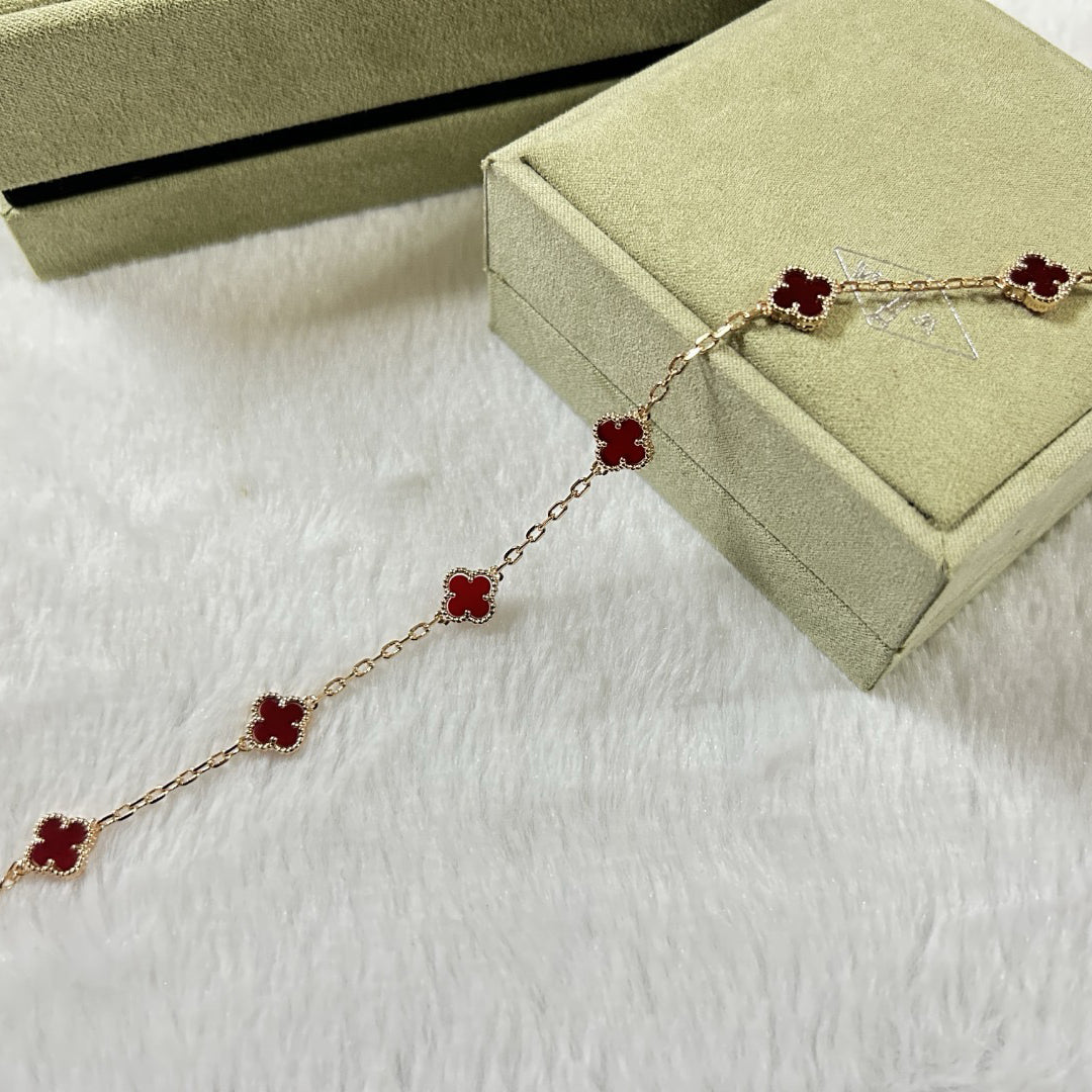 [Kismet Jewels ]CLOVER 6 MOTIF RED AGATE BRACELET