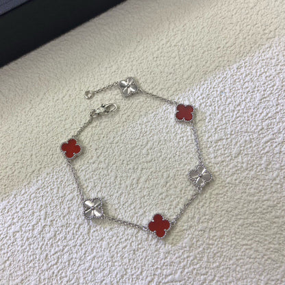 [Kismet Jewels ]CLOVER 6 MOTIF RED AGATE LASER BRACELET