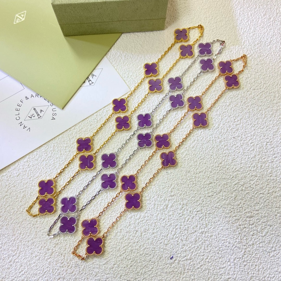 [Kismet Jewels ]CLOVER 10 MOTIFS  PURPLE VIOLET  NECKLACE