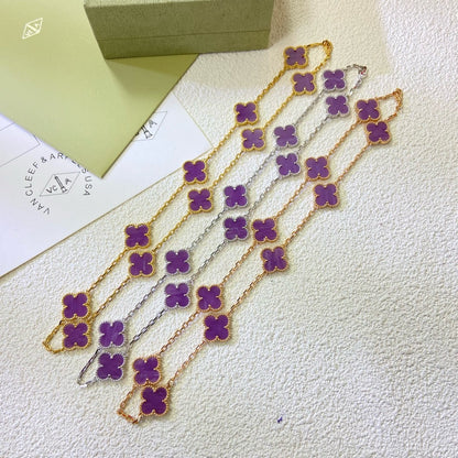 [Kismet Jewels ]CLOVER 10 MOTIFS  PURPLE VIOLET  NECKLACE