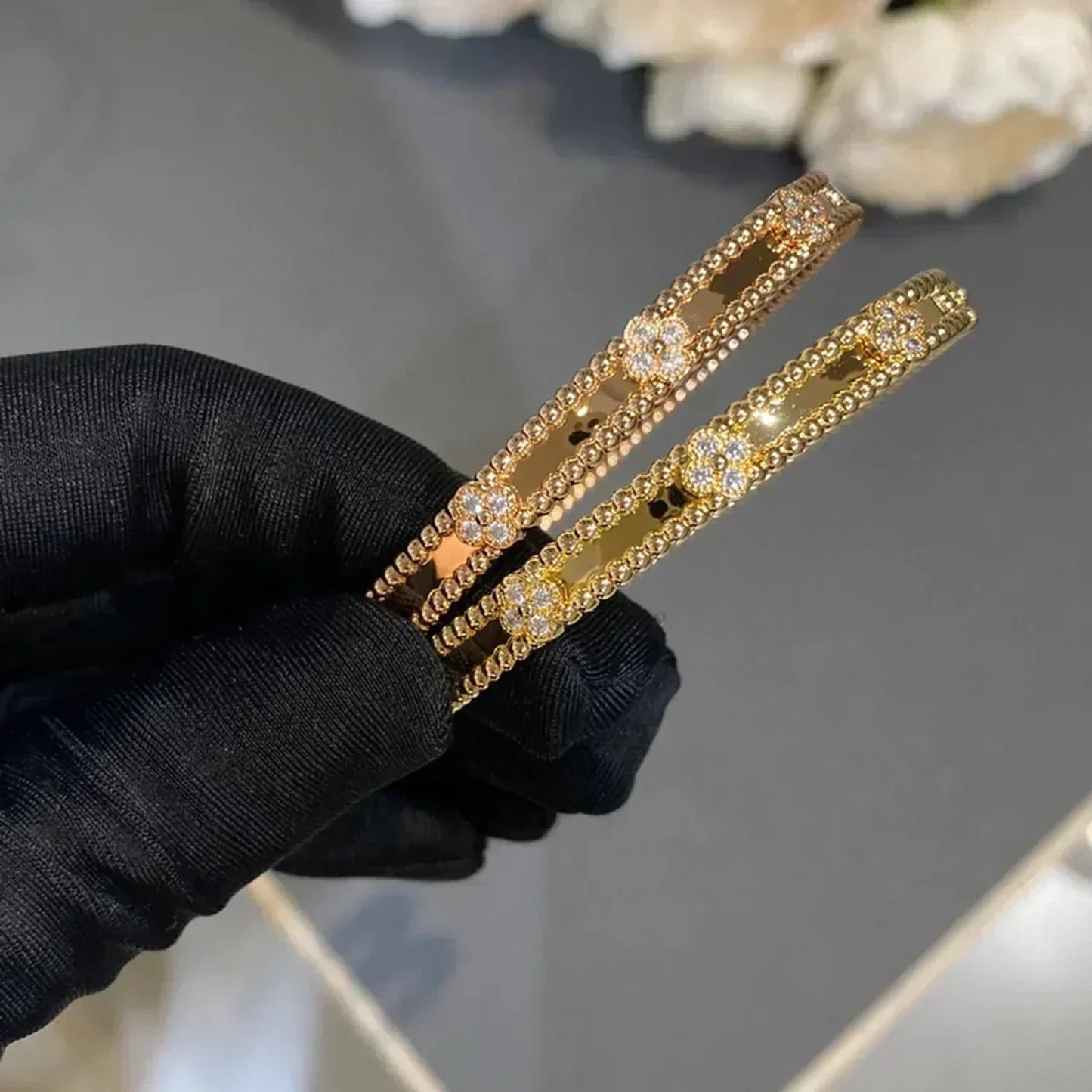 [Kismet Jewels ]CLOVER BRACELET 4MM DIAMONDS