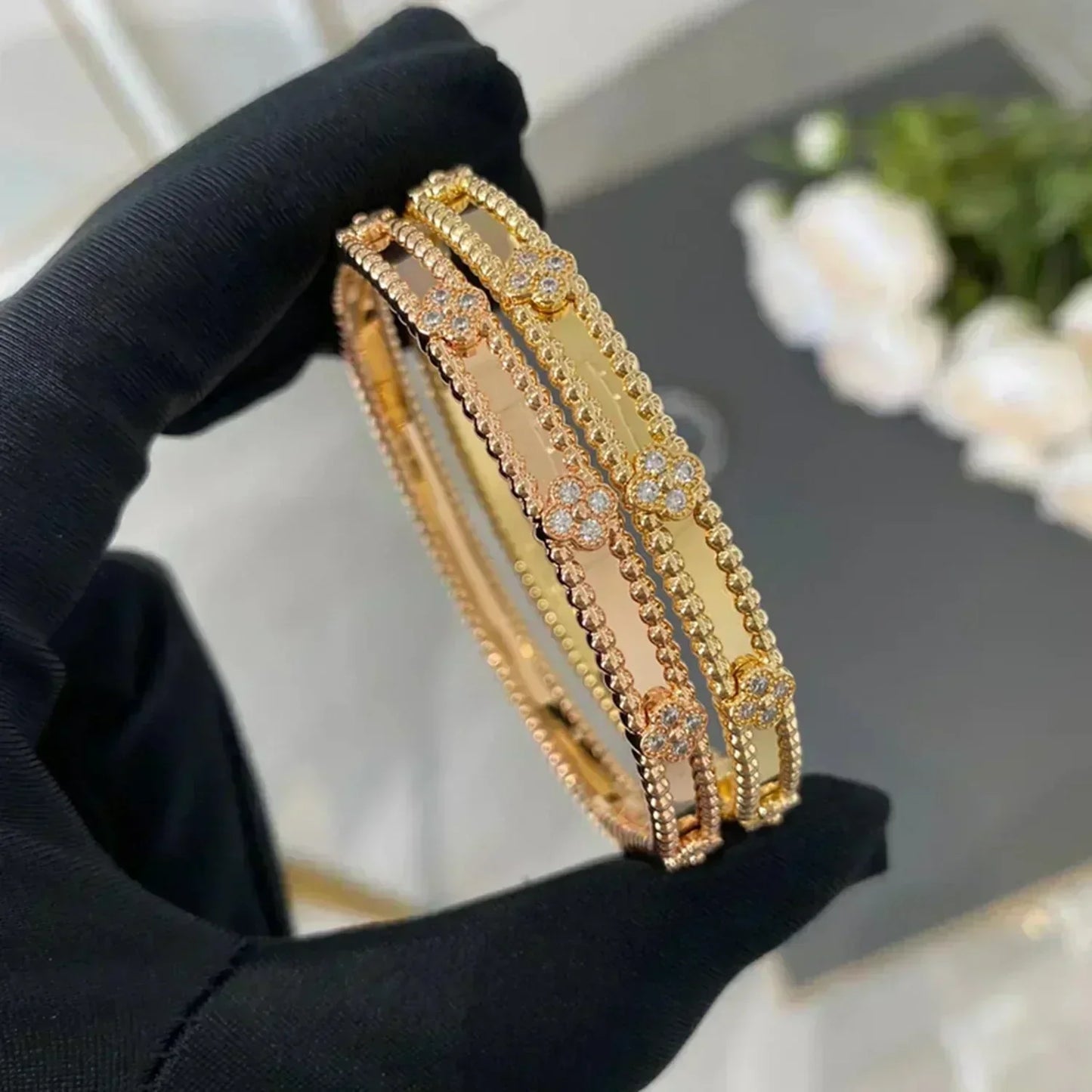 [Kismet Jewels ]CLOVER BRACELET 4MM DIAMONDS