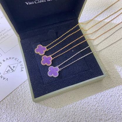[Kismet Jewels ]CLOVER 15MM  PURPLE VIOLET NECKLACE