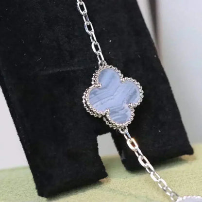 [Kismet Jewels ]CLOVER  5 MOTIF PURPLE CHALCEDONY BRACELET SILVER