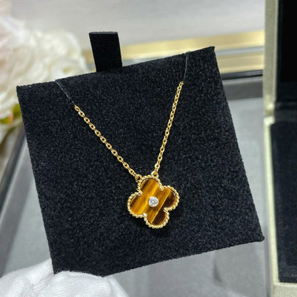 [Kismet Jewels ]CLOVER 15MM DIAMOND AND YELLOW TIGER'S EYE AGATE necklace