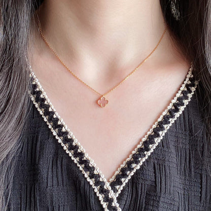 [Kismet Jewels ]CLOVER 9.5MM PINK MOTHER OF PEARL SINGLE FLOWER NECKLACE