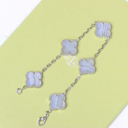 [Kismet Jewels ]CLOVER  5 MOTIF PURPLE CHALCEDONY BRACELET SILVER