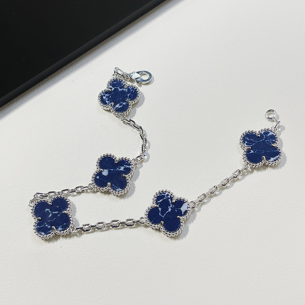 [Kismet Jewels ]CLOVER 5 MOTIF PIETERSITE SILVER BRACELET