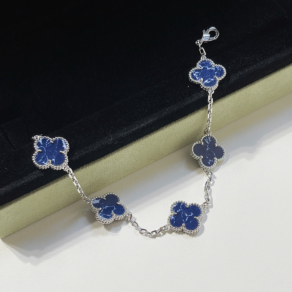 [Kismet Jewels ]CLOVER 5 MOTIF PIETERSITE SILVER BRACELET