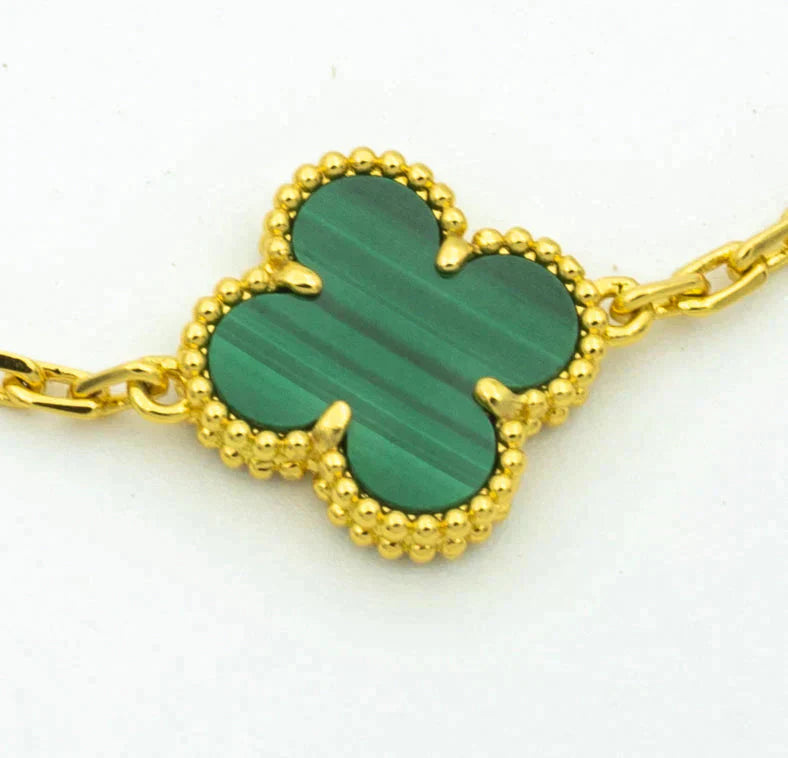 [Kismet Jewels ]CLOVER  5 MOTIF MALACHITE DIAMOND BRACELET