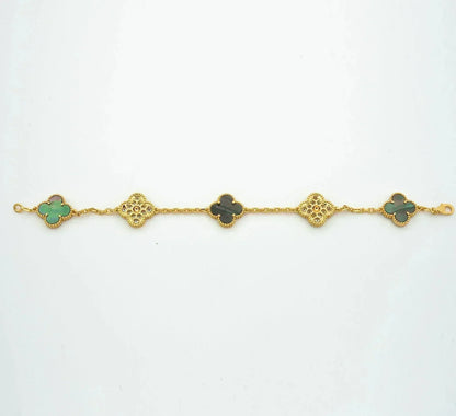 [Kismet Jewels ]CLOVER 5 MOTIF GRAY MOP DIAMOND BRACELET