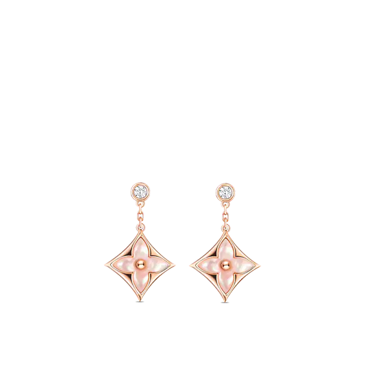 [Echo ]DOUBLE STAR PINK GOLD MOP DROP EARRINGS