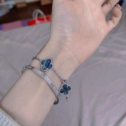 [Kismet Jewels ]CLOVER 5 MOTIF PIETERSITE SILVER BRACELET